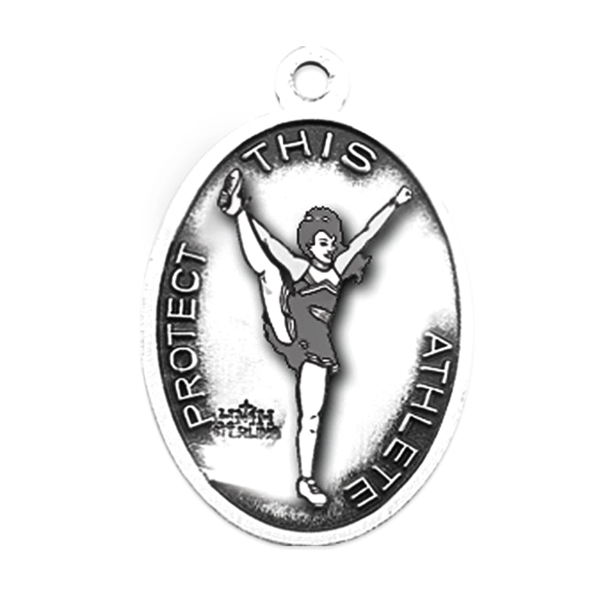 Saint Christopher Oval Sterling Silver Female Cheer Athlete Medal