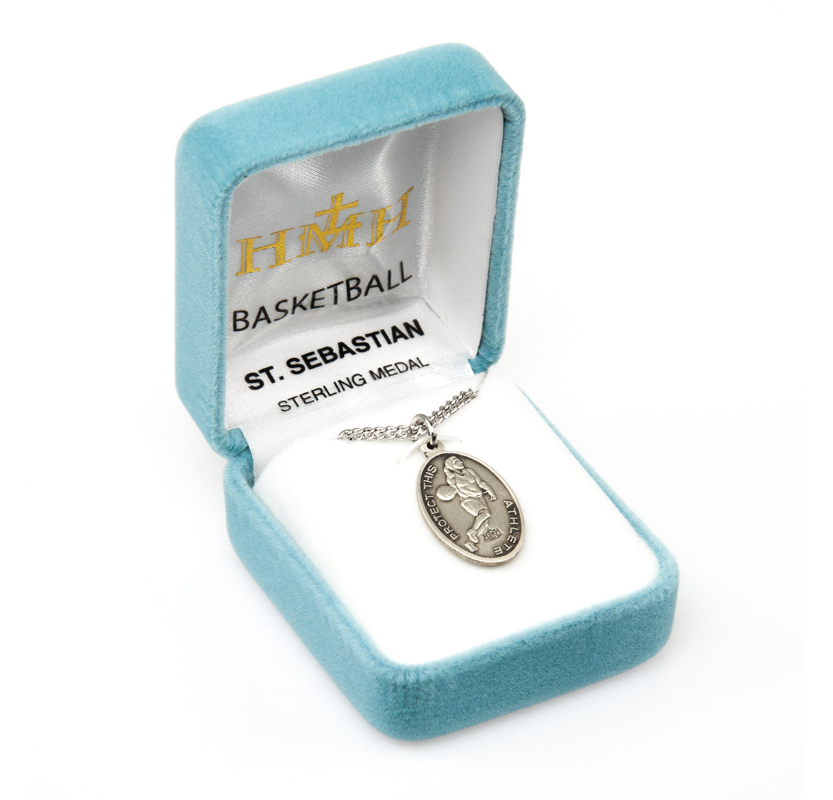 Saint Sebastian Oval Sterling Silver Female Basketball Athlete Medal