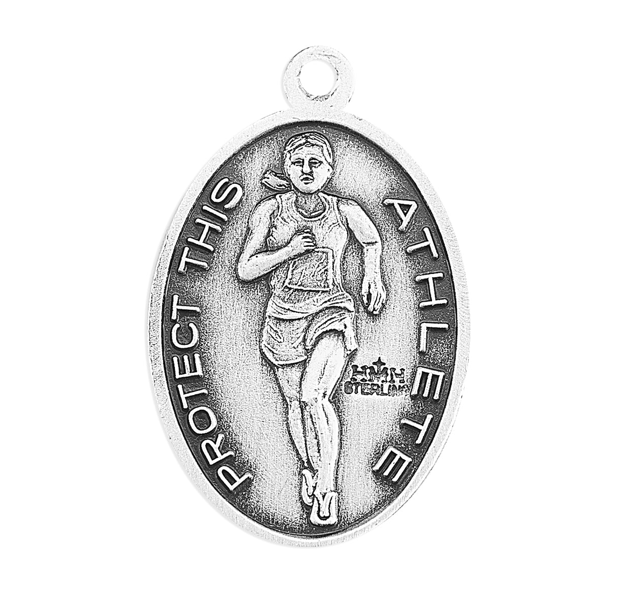 Saint Sebastian Oval Sterling Silver Female Track Athlete Medal