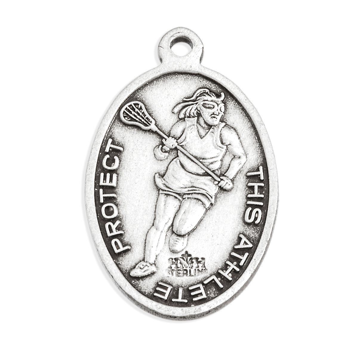 Saint Sebastian Oval Sterling Silver Female Swimming Athlete Medal