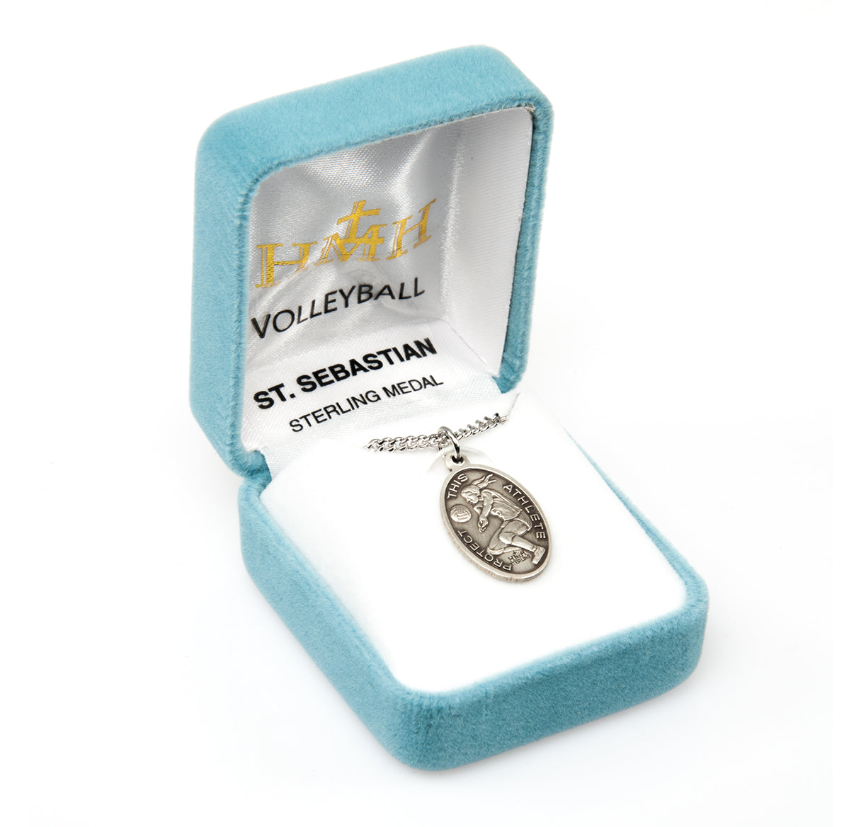 Saint Sebastian Oval Sterling Silver Female Volleyball Athlete Medal