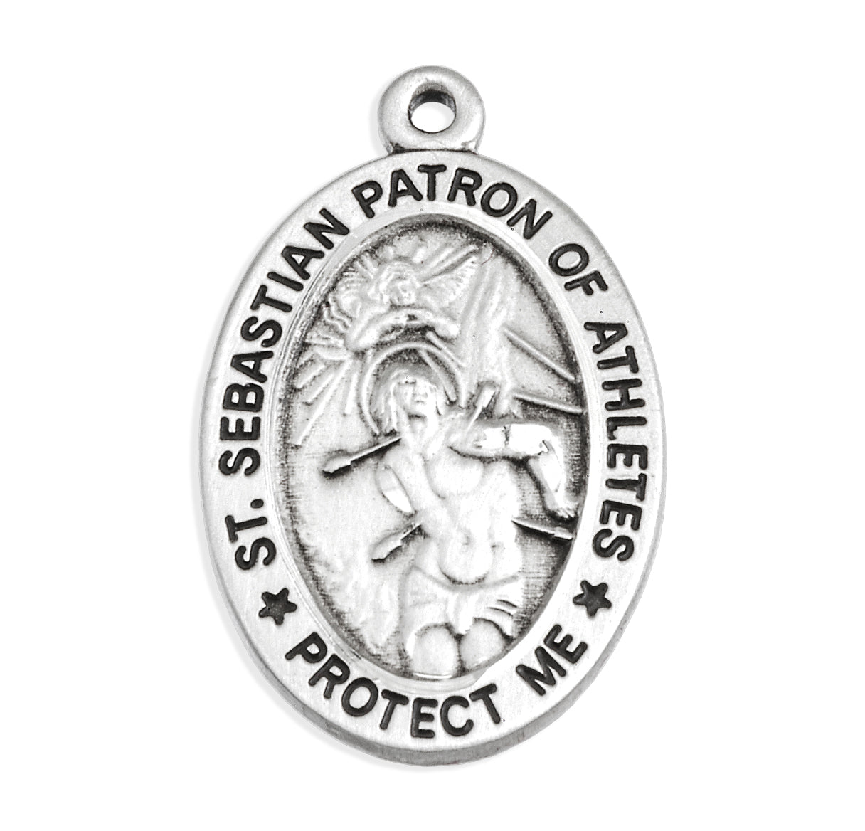 Saint Sebastian Oval Sterling Silver Female Cheer Athlete Medal