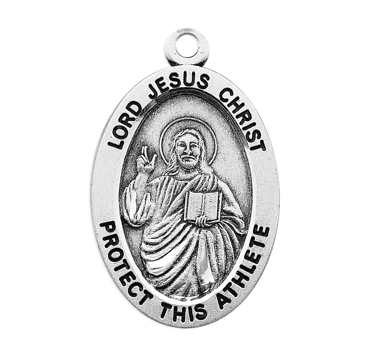 Lord Jesus Christ Oval Sterling Silver Female Softball Athlete Medal