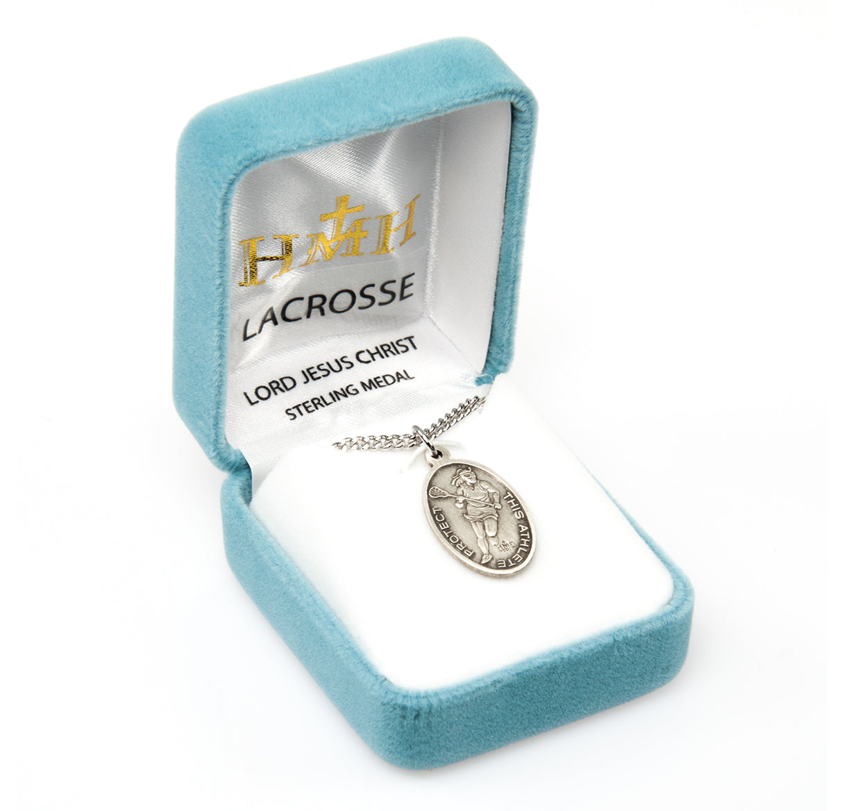 Lord Jesus Christ Oval Sterling Silver Female Lacrosse Athlete Medal
