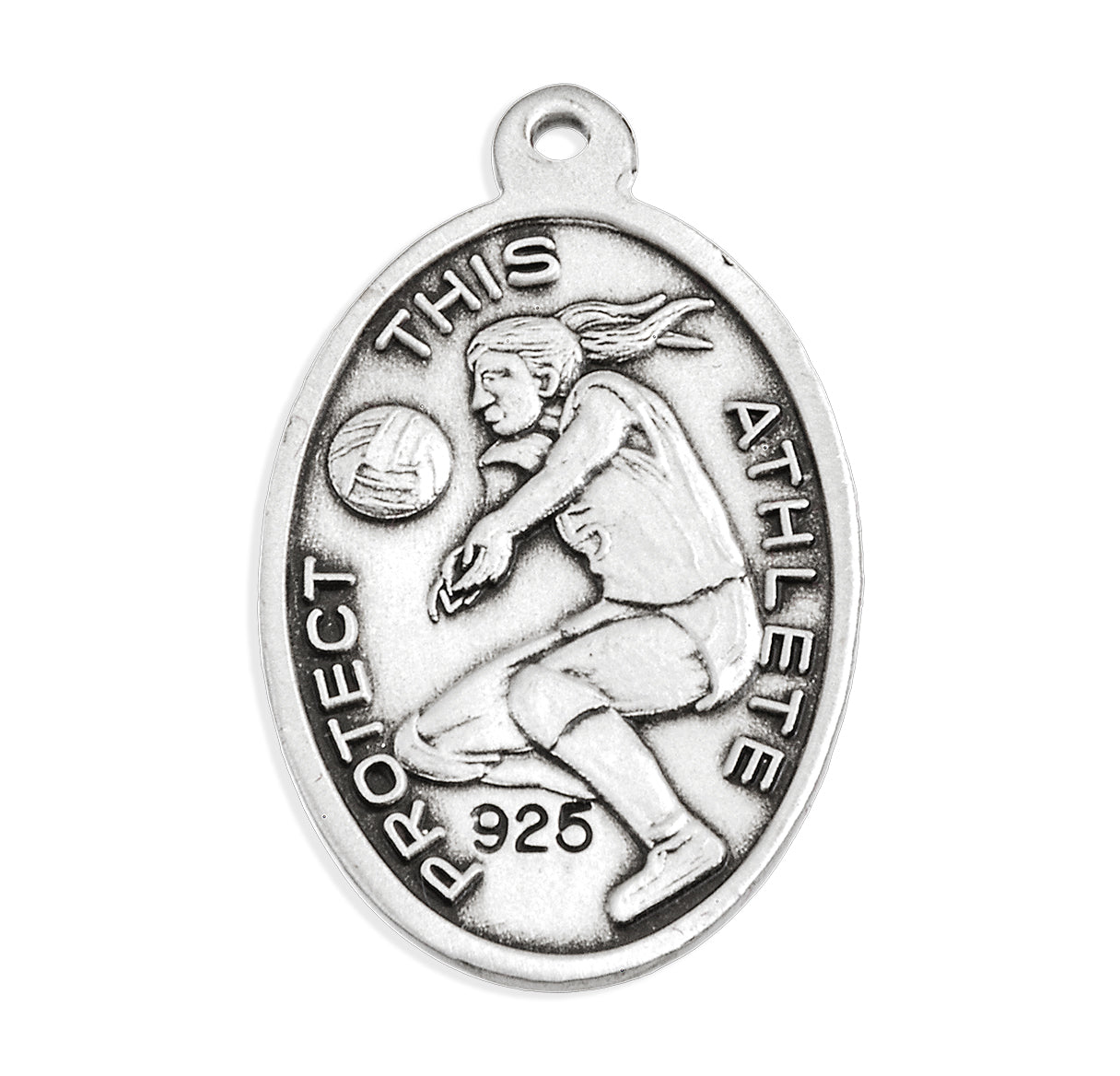 Lord Jesus Christ Oval Sterling Silver Female Volleyball Athlete Medal