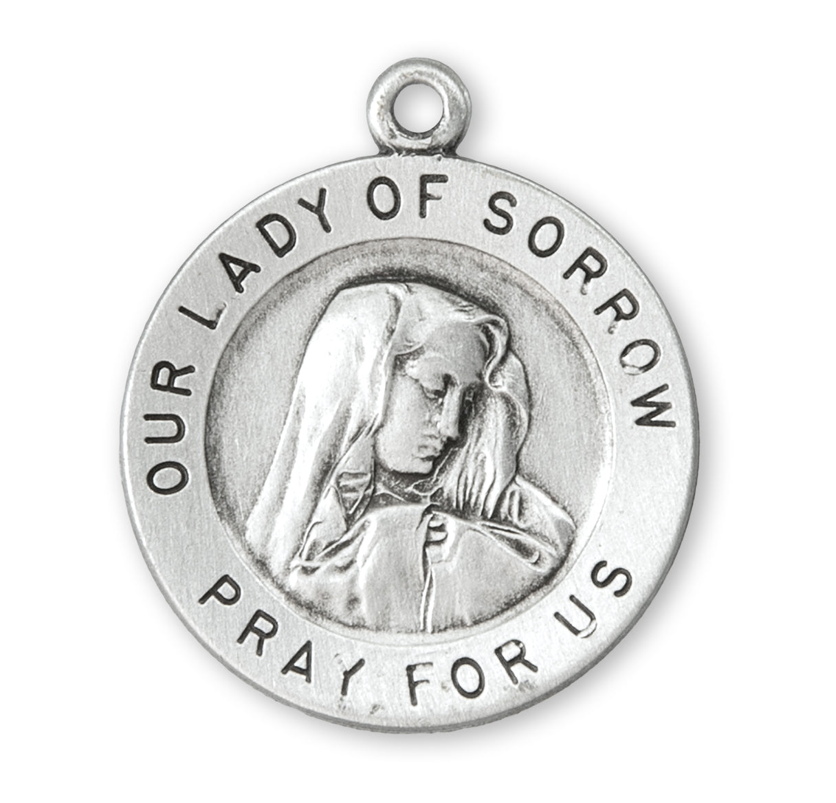 Our Lady of Sorrows Round Sterling Silver Medal