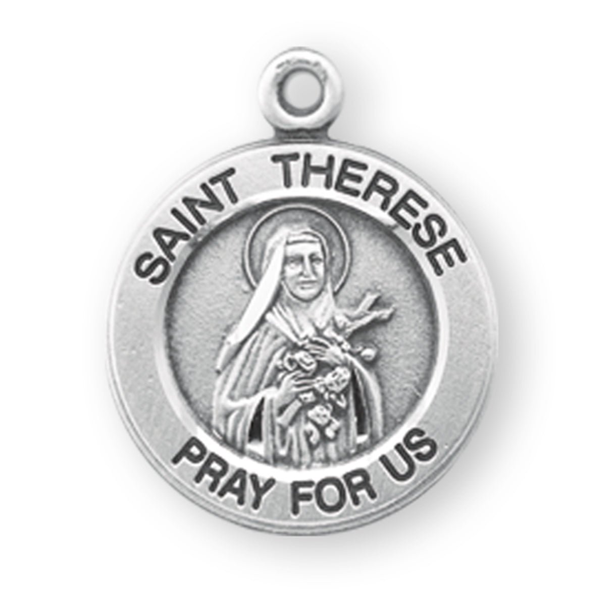 Patron Saint Therese of Lisieux Round Sterling Silver Medal