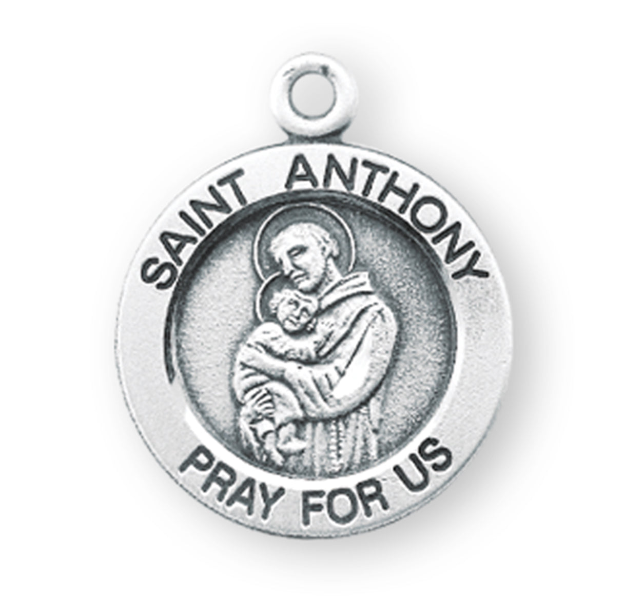 Patron Saint Anthony Round Sterling Silver Medal