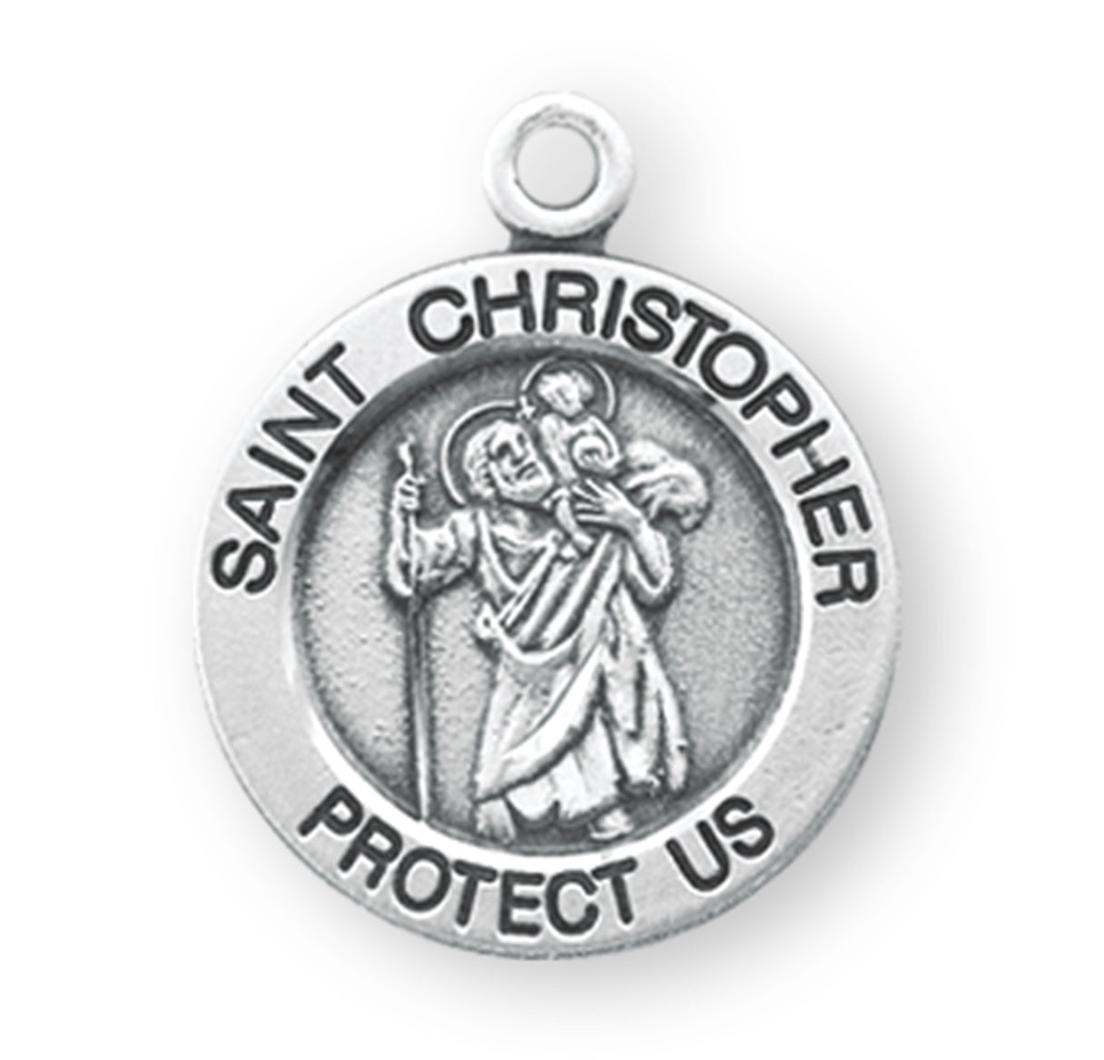 Patron Saint Christopher Round Sterling Silver Medal