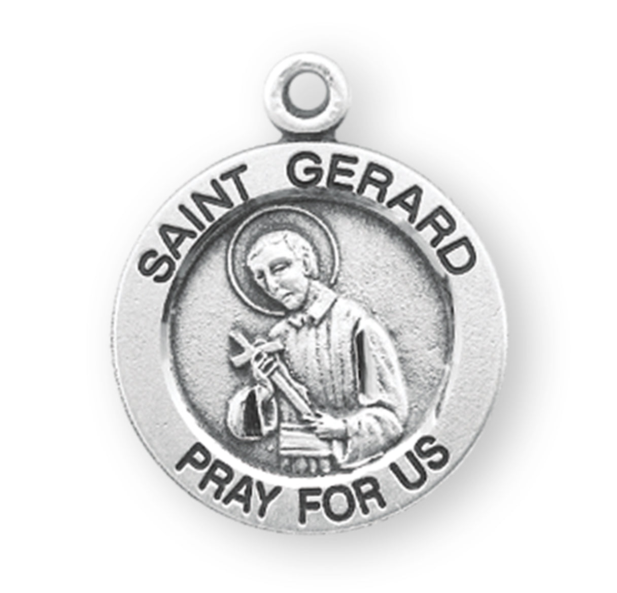 Patron Saint Gerard Round Sterling Silver Medal