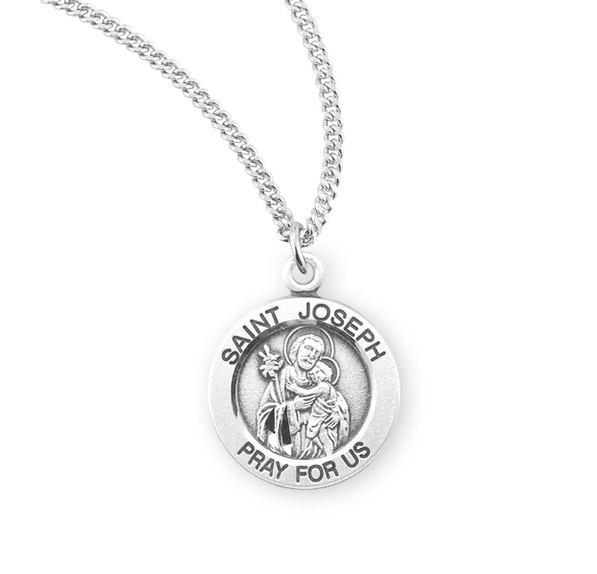 Patron Saint Joseph Round Sterling Silver Medal