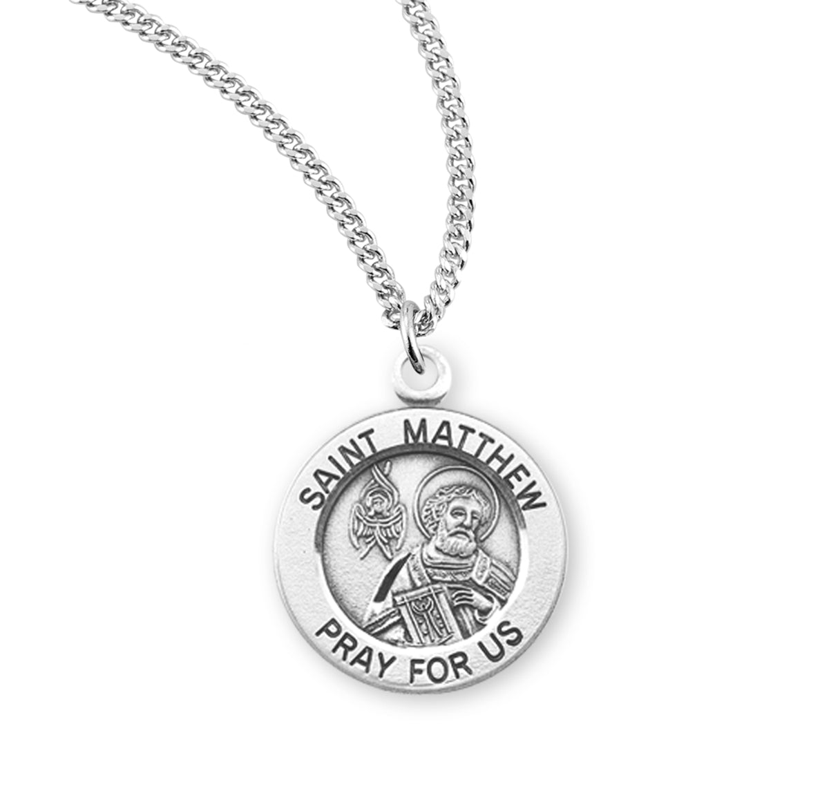 Patron Saint Matthew Round Sterling Silver Medal