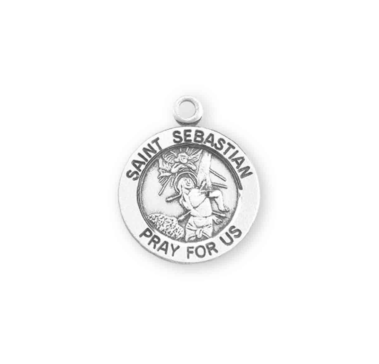 Patron Saint Sebastian Round Sterling Silver Medal