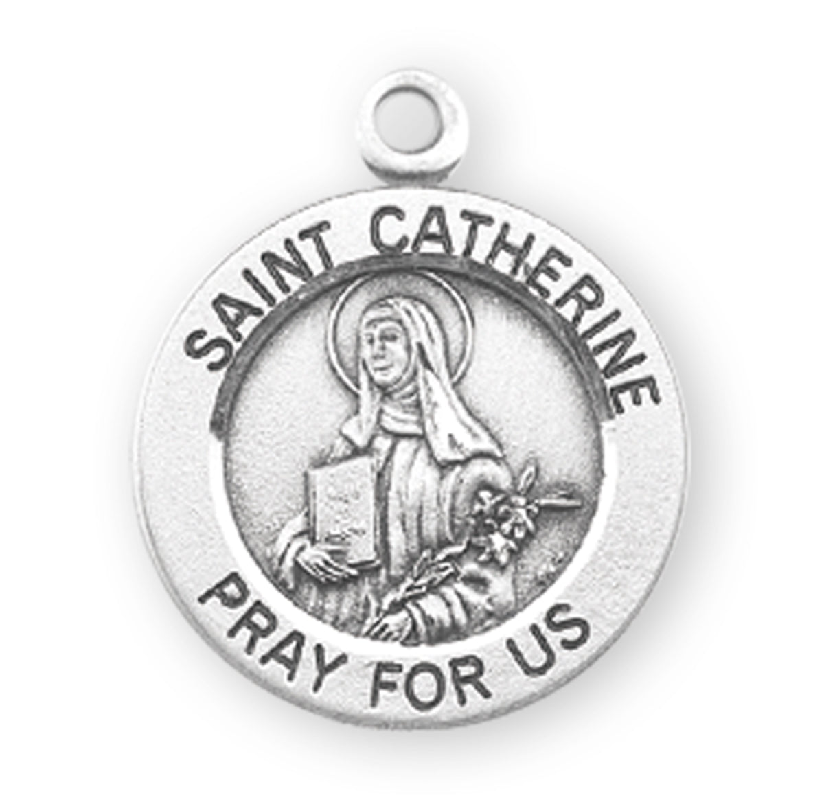 Patron Saint Catherine Round Sterling Silver Medal