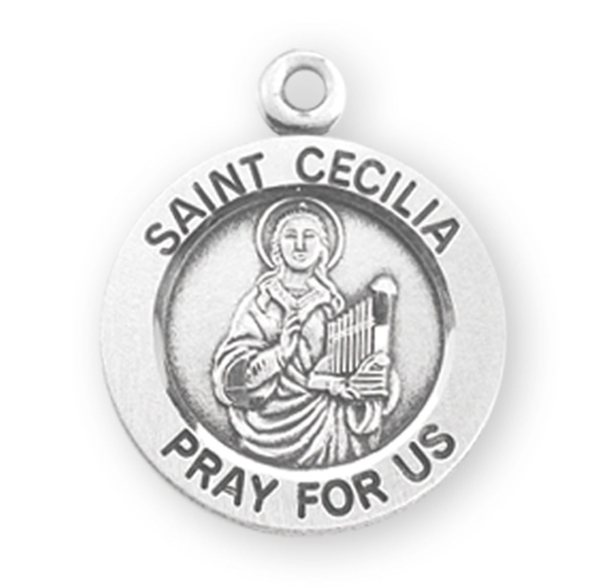 Patron Saint Cecilia Round Sterling Silver Medal