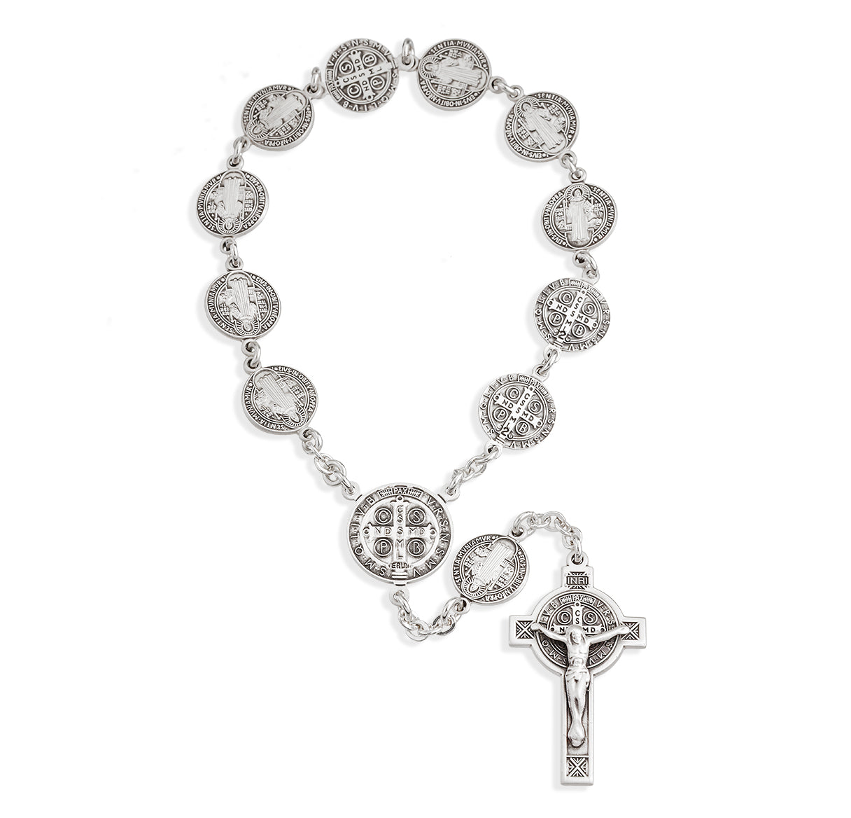 Single Decade Saint Benedict Sterling Silver One Decade Rosary