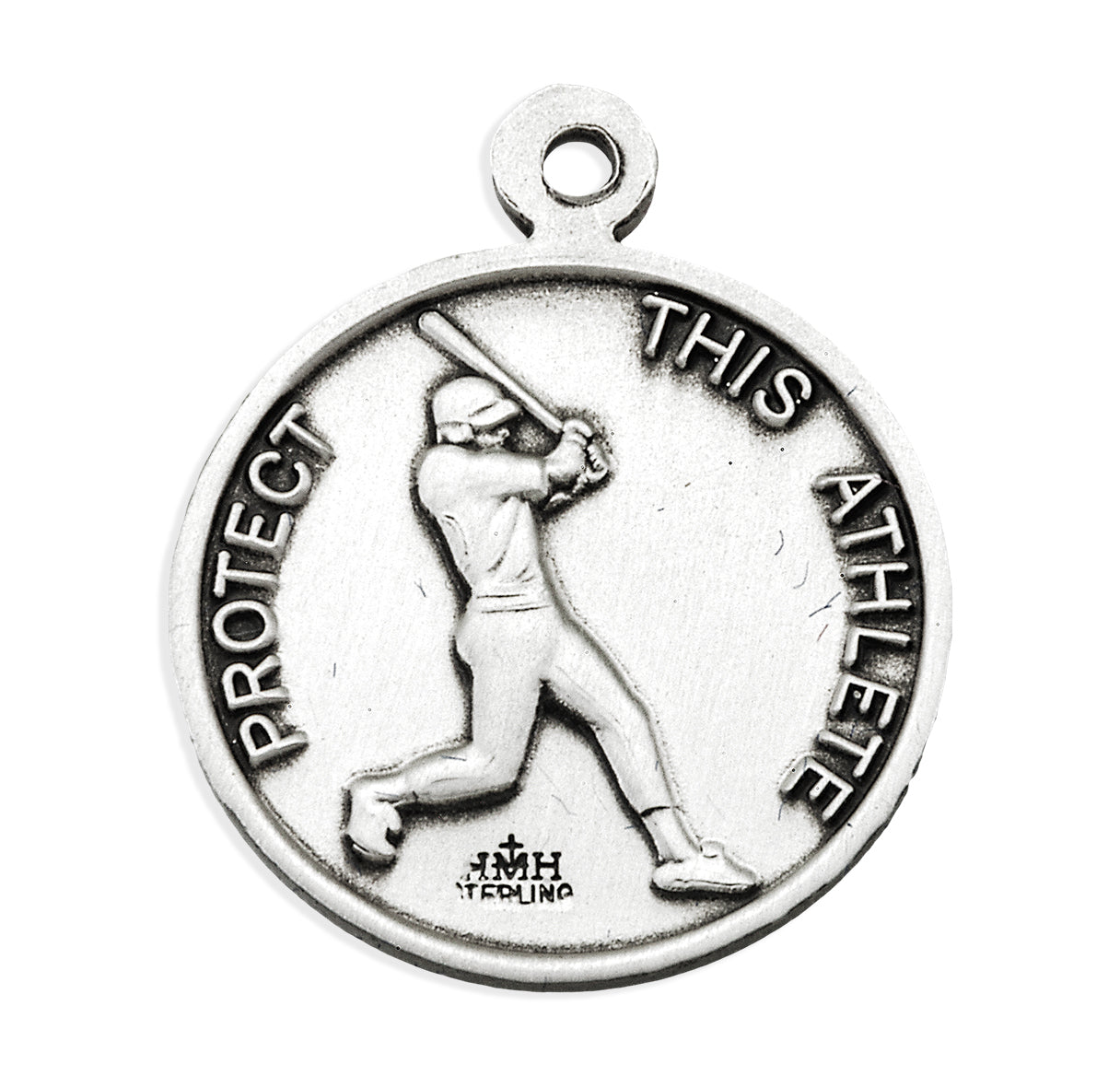 Saint Christopher Round Sterling Silver Baseball Male Athlete Medal