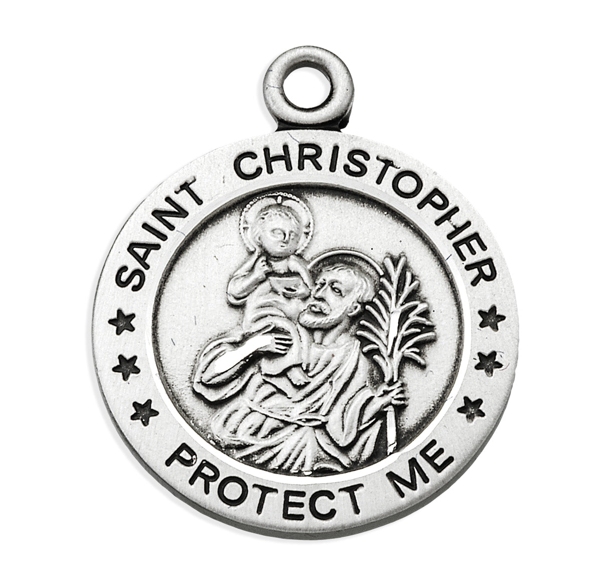 Saint Christopher Round Sterling Silver Baseball Male Athlete Medal