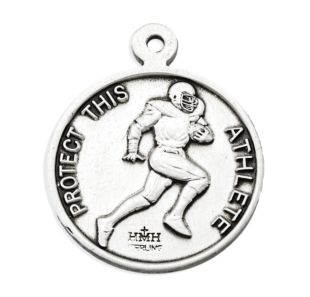 Saint Christopher Round Sterling Silver Football Male Athlete Medal