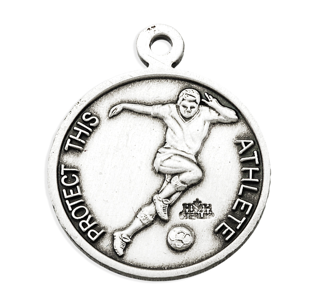 Saint Christopher Round Sterling Silver Soccer Male Athlete Medal