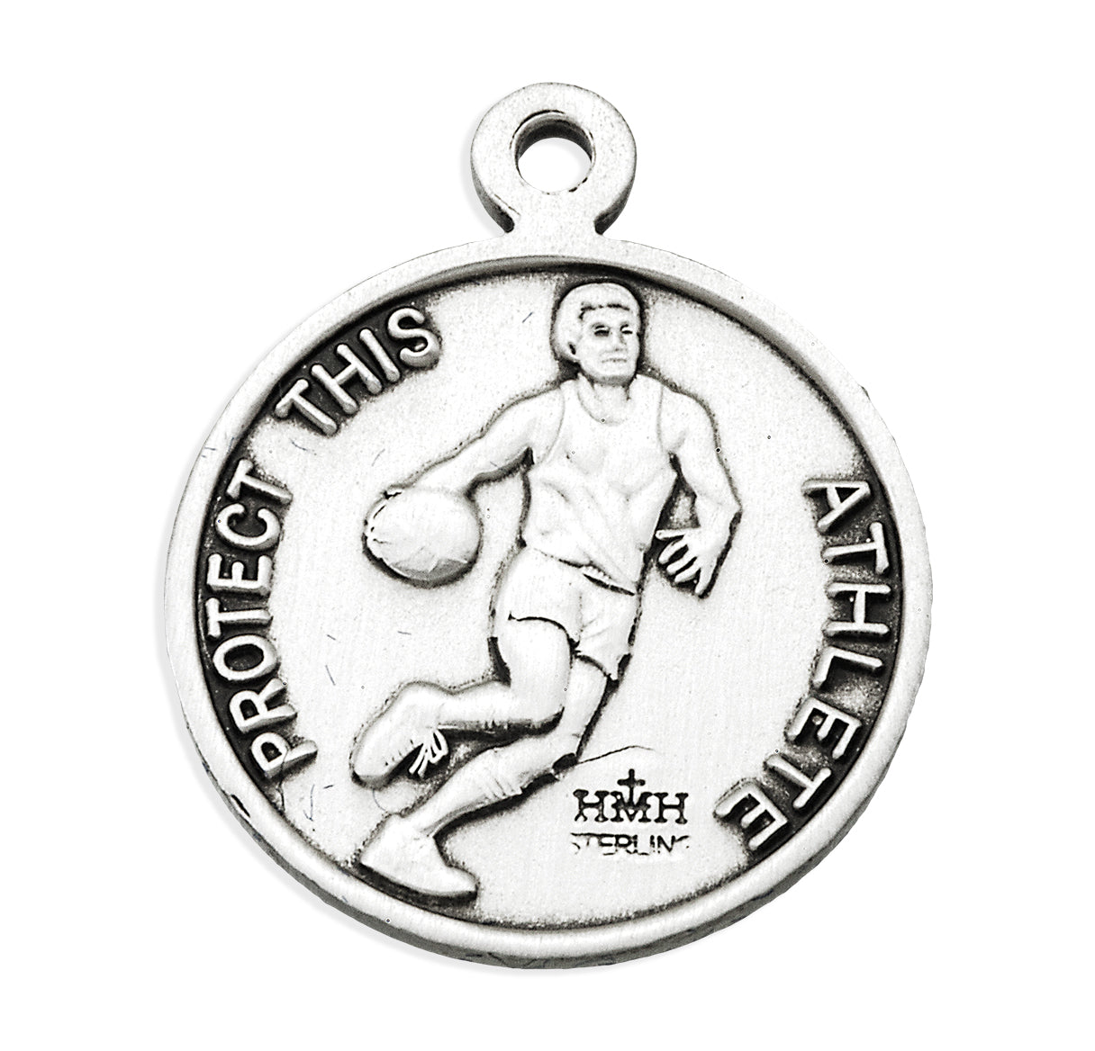 Saint Christopher Round Sterling Silver Basketball Male Athlete Medal