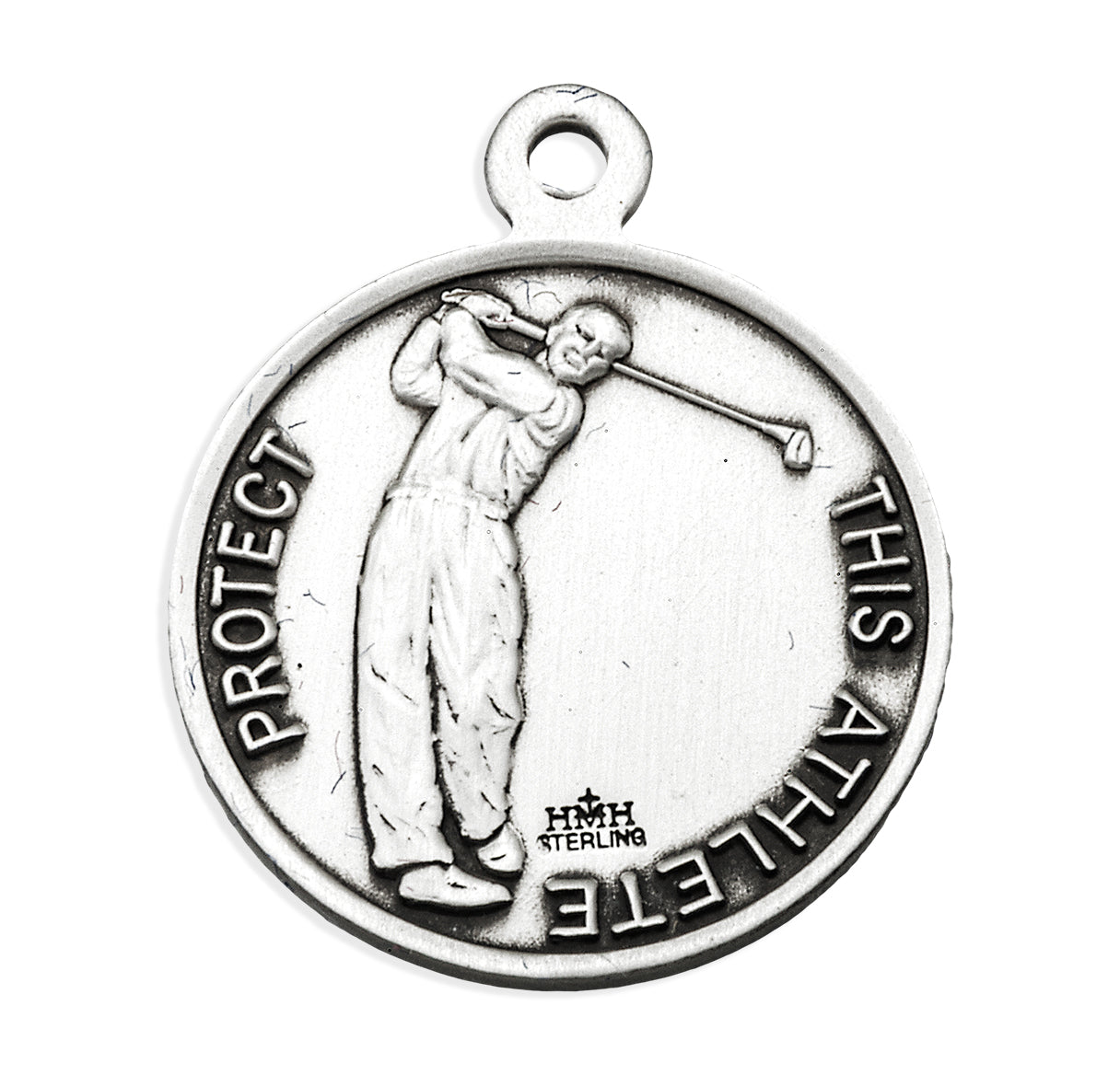 Saint Christopher Round Sterling Silver Golf Male Athlete Medal