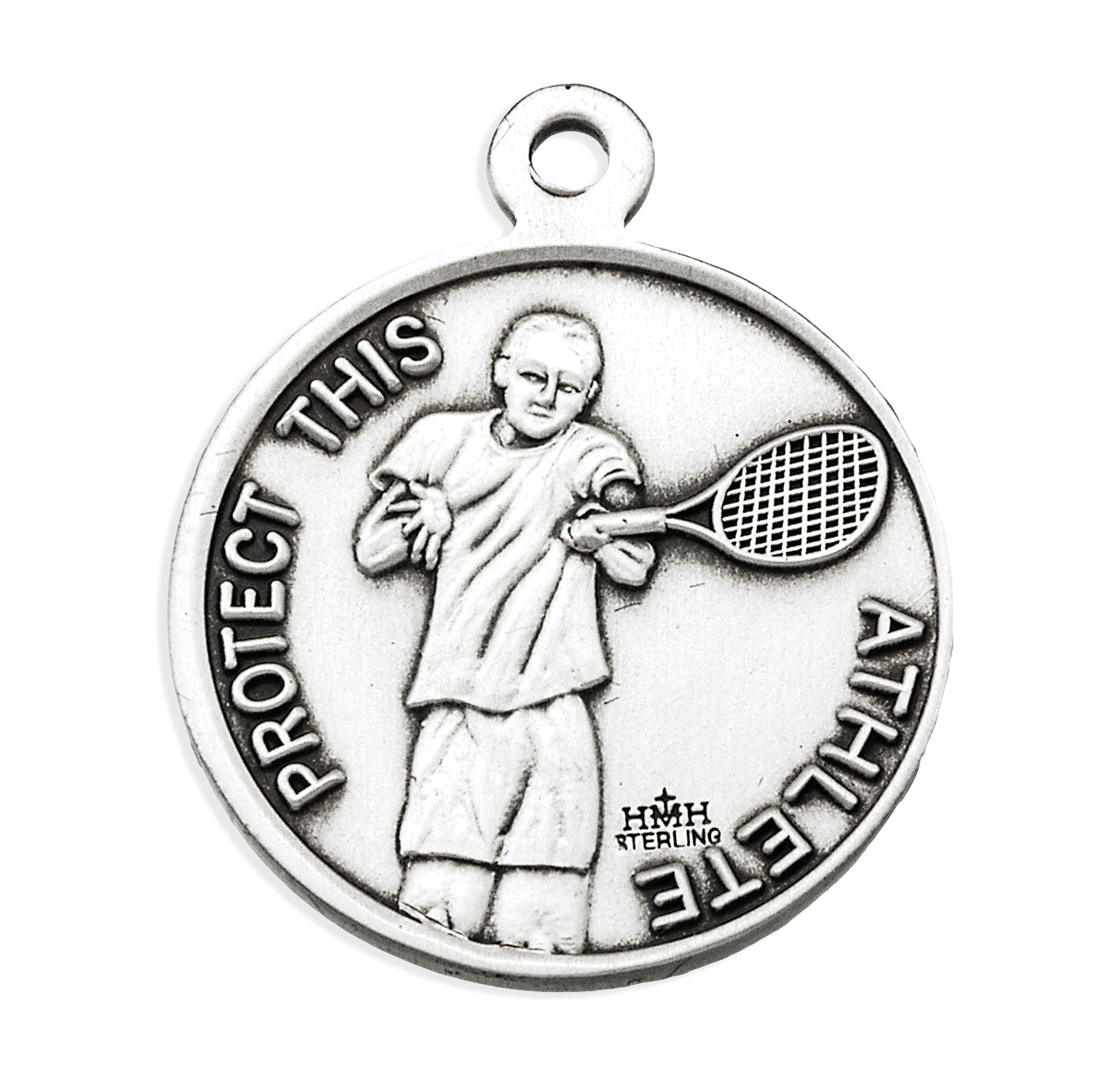 Saint Christopher Round Sterling Silver Tennis Male Athlete Medal