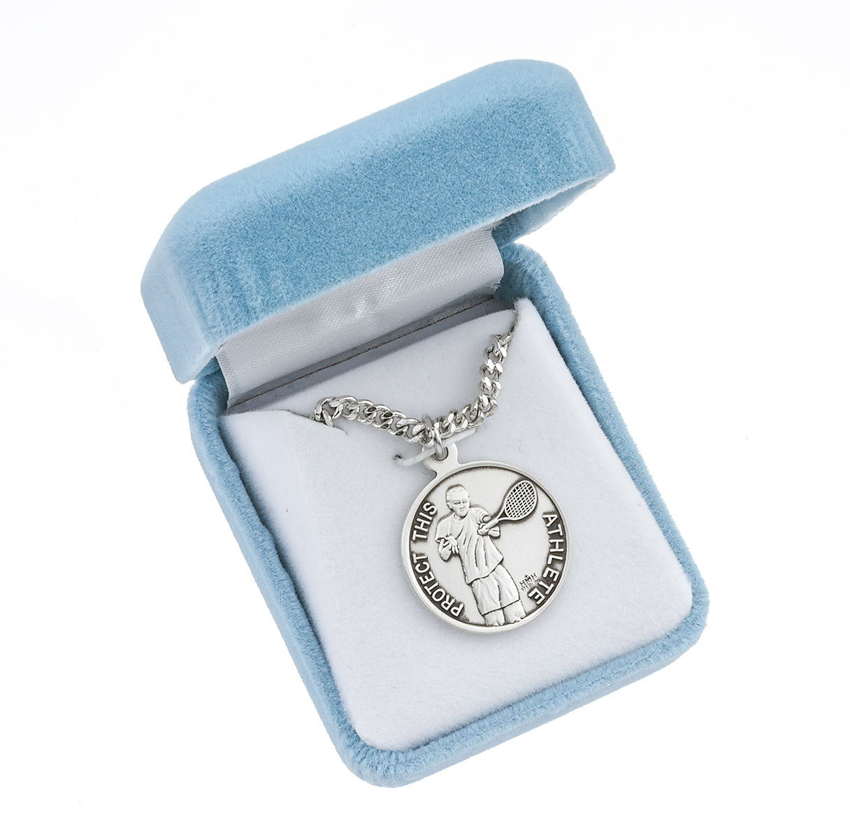 Saint Christopher Round Sterling Silver Tennis Male Athlete Medal