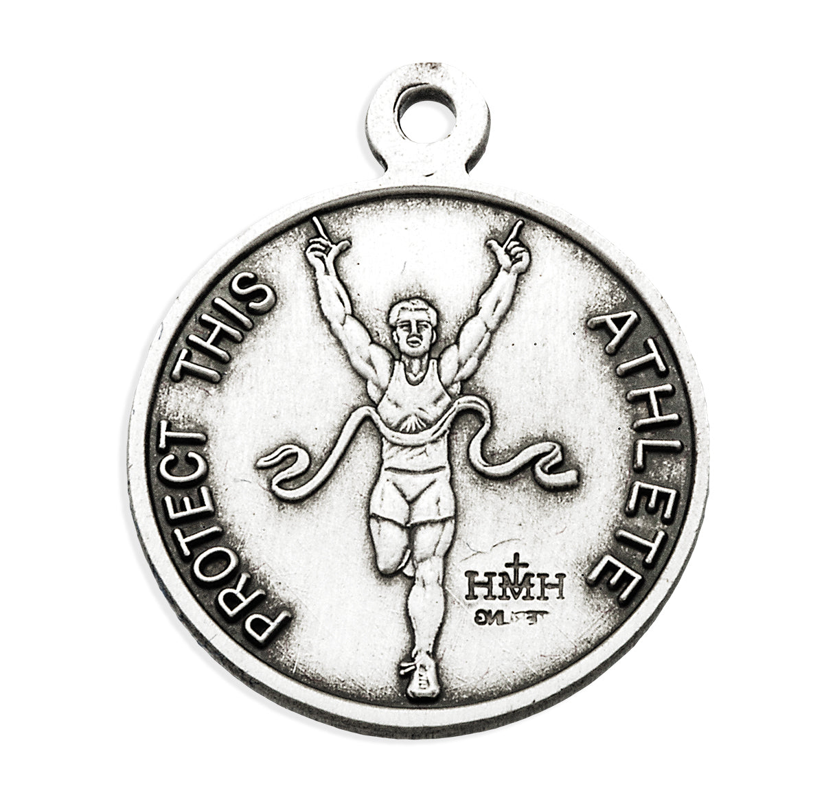 Saint Christopher Round Sterling Silver Track Male Athlete Medal