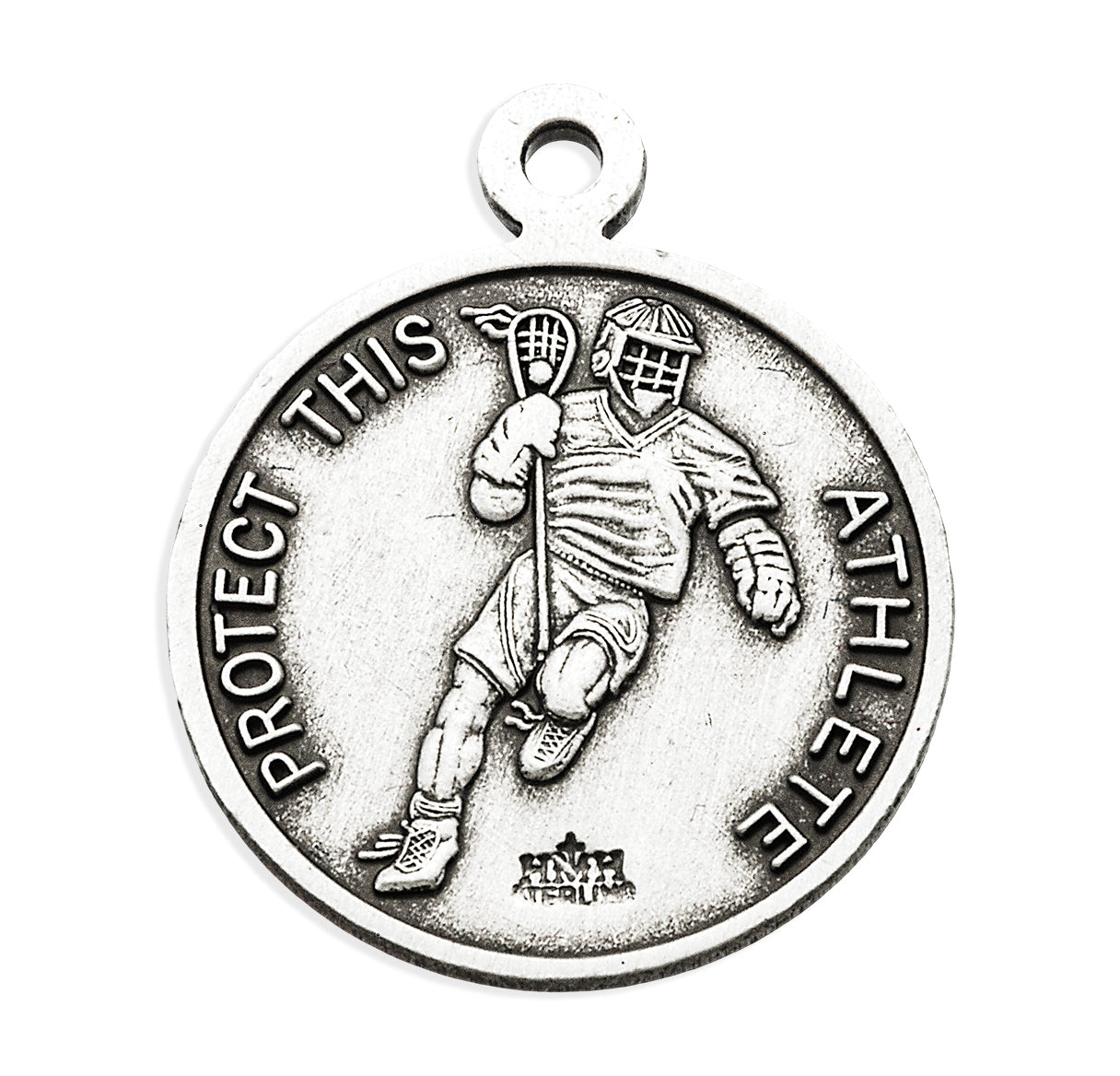 Saint Christopher Round Sterling Silver Lacrosse Male Athlete Medal