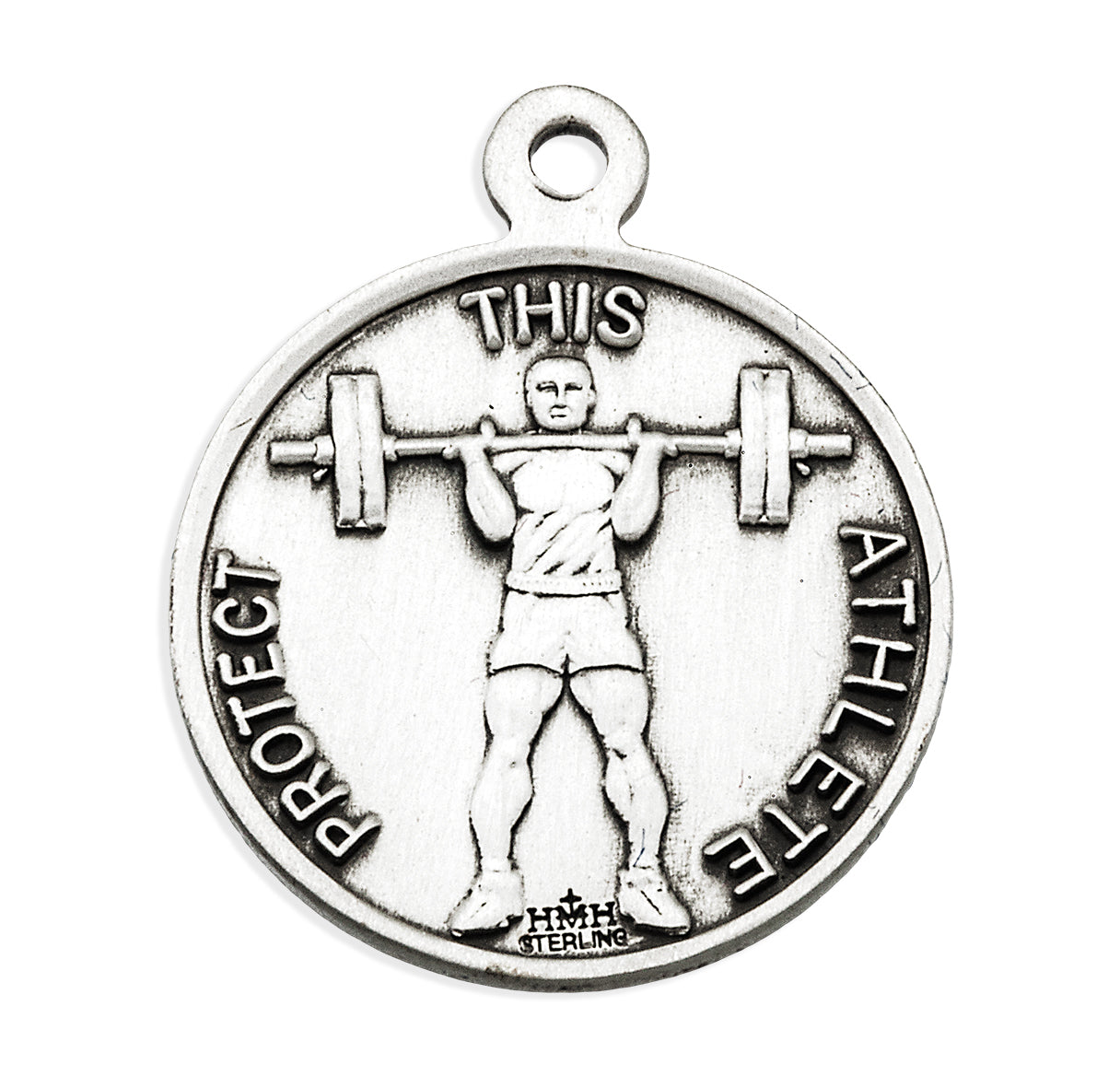 Saint Christopher Round Sterling Silver weightlifting Male Athlete Medal