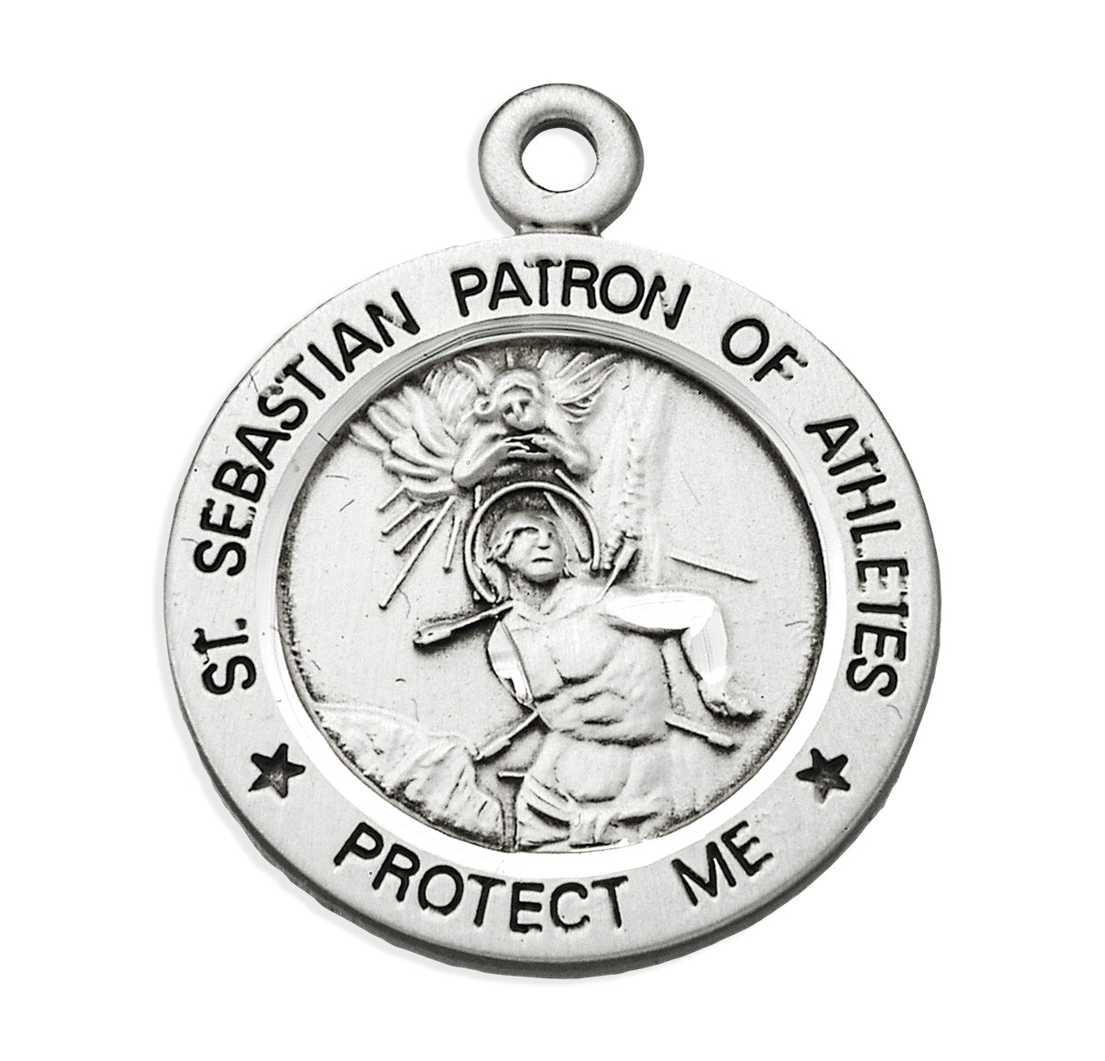 Saint Sebastian Round Sterling Silver Baseball Male Athlete Medal