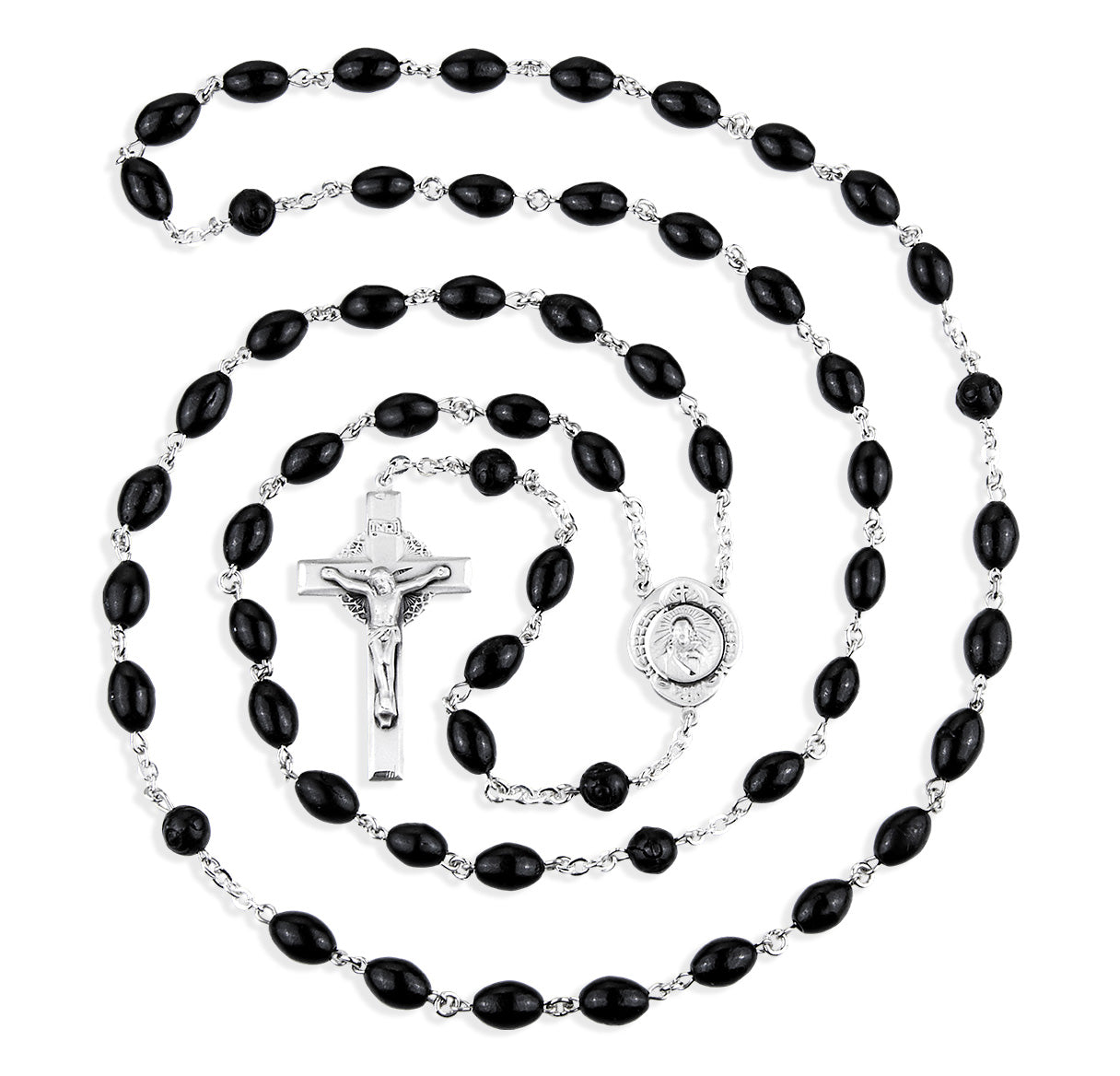 7x9mm Black Oval Genuine Natural Cocoa Beads, Carved O.F. Beads