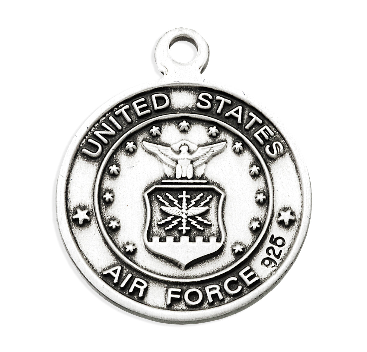 Sterling Silver Air Force Medal with St. Christopher on Reverse Side