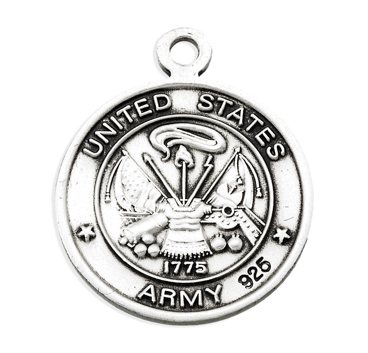 Sterling Silver Army Medal with St. Christopher on Reverse Side