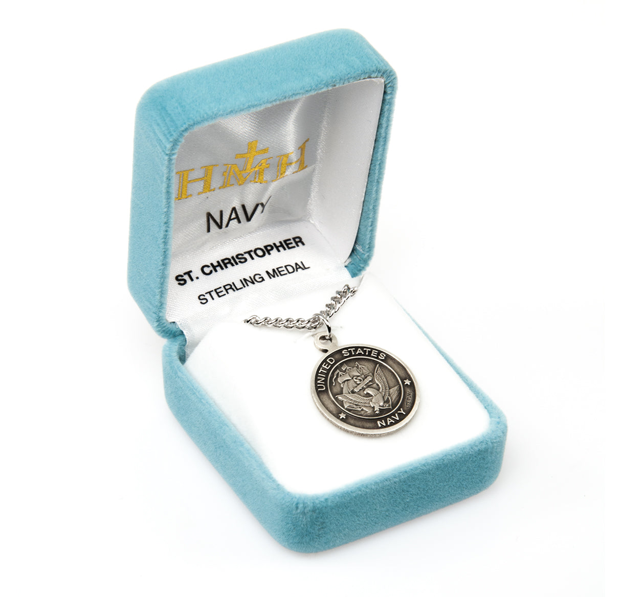 Navy Medal with St. Christopher on Reverse Side Sterling Silver