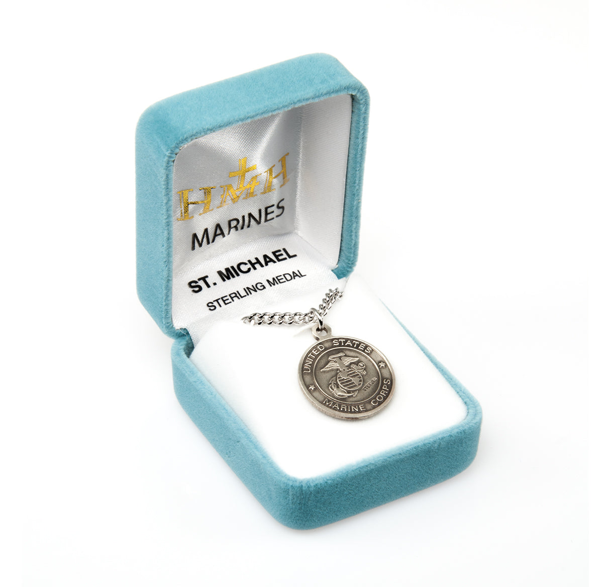 Sterling Silver Marines Medal with St. Michael on Reverse Side