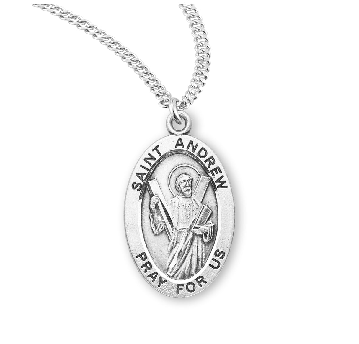 Patron Saint Andrew Oval Sterling Silver Medal