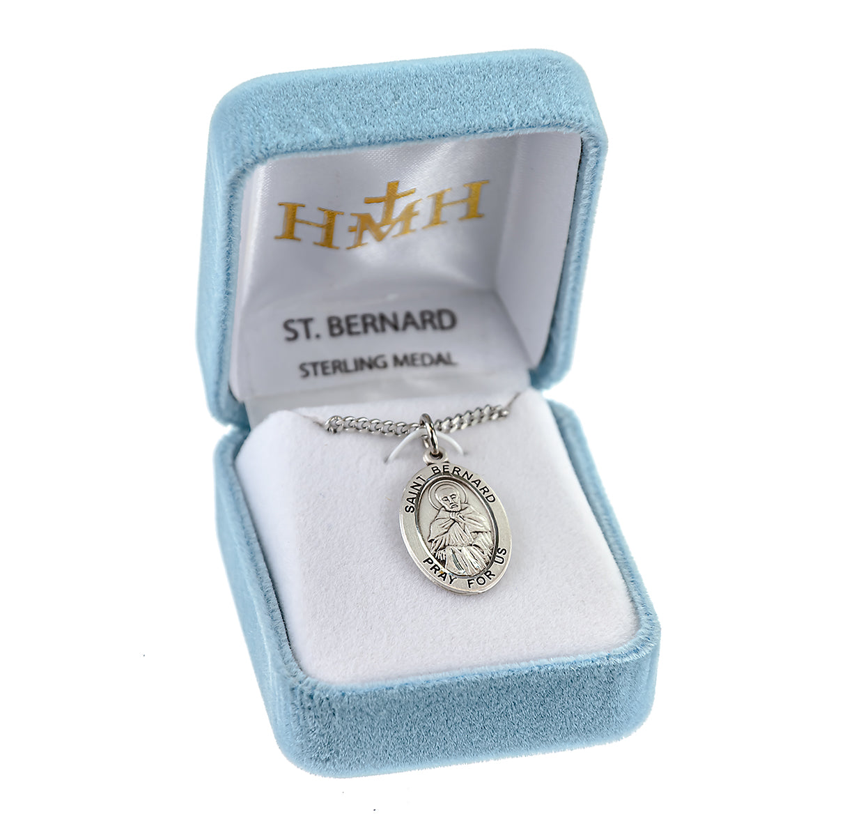 Patron Saint Bernard Oval Sterling Silver Medal