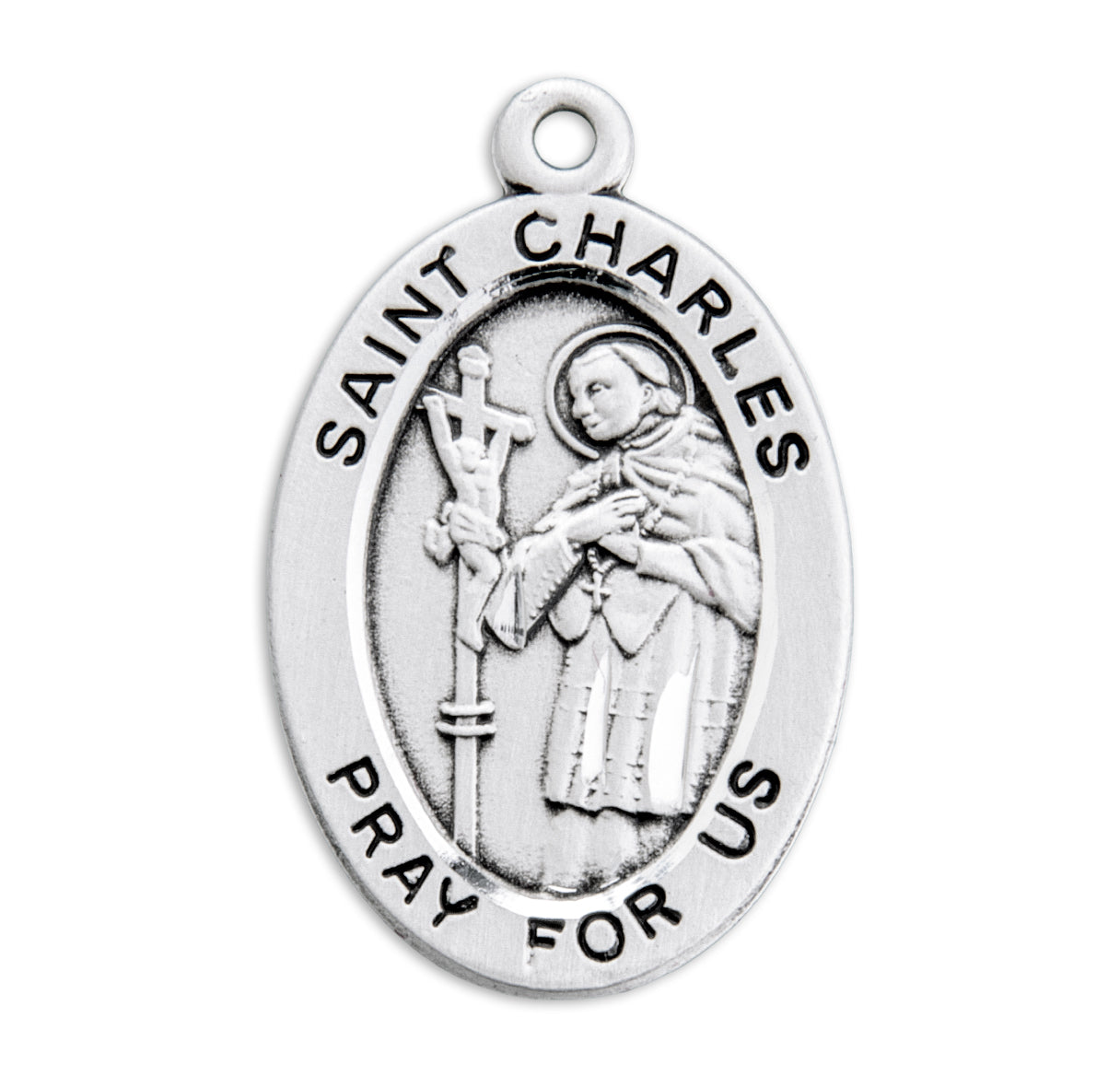 Patron Saint Charles Oval Sterling Silver Medal