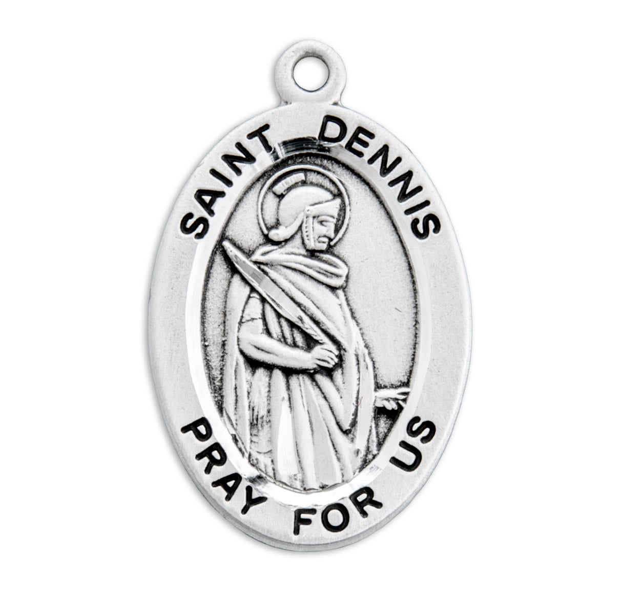 Patron Saint Dennis Oval Sterling Silver Medal