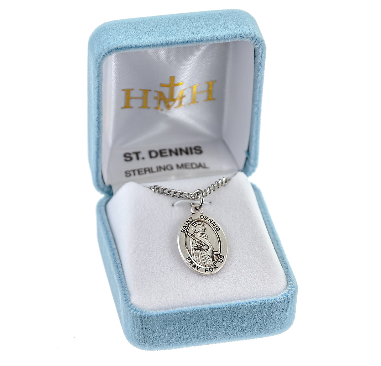 Patron Saint Dennis Oval Sterling Silver Medal