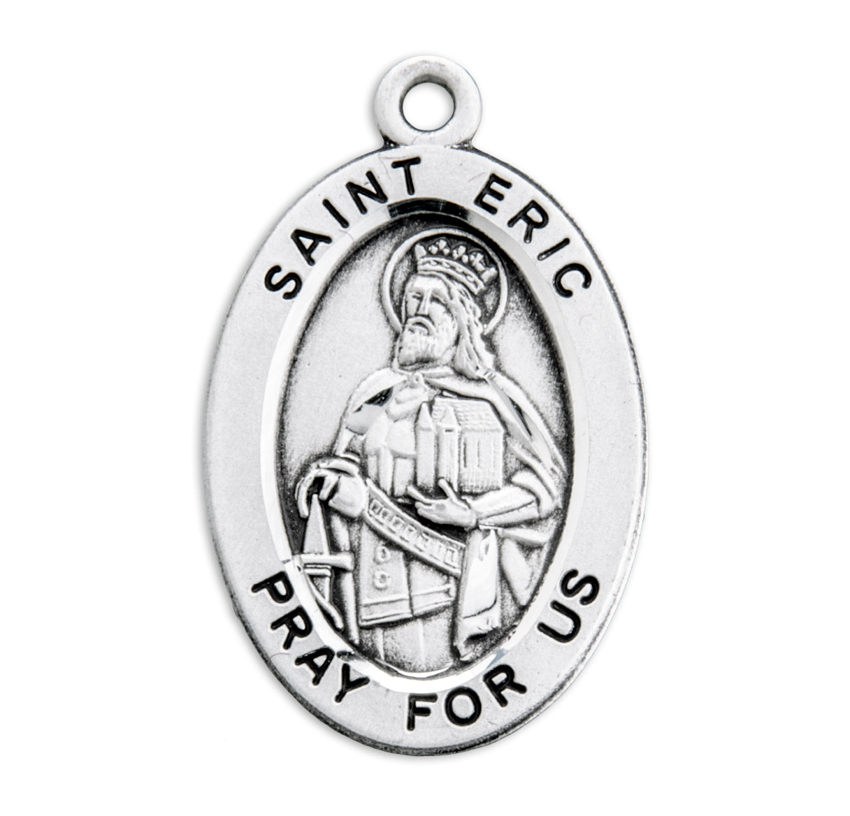 Patron Saint Eric Oval Sterling Silver Medal