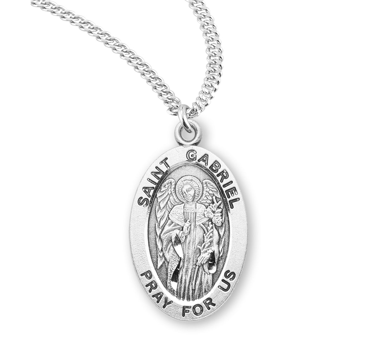 Patron Saint Gabriel Oval Sterling Silver Medal