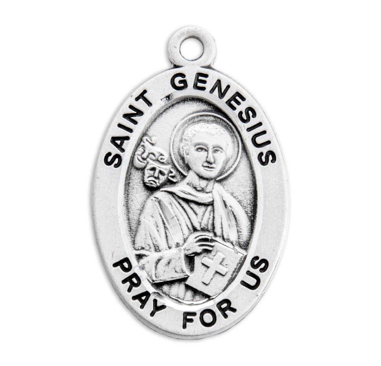 Patron Saint Genesius Oval Sterling Silver Medal