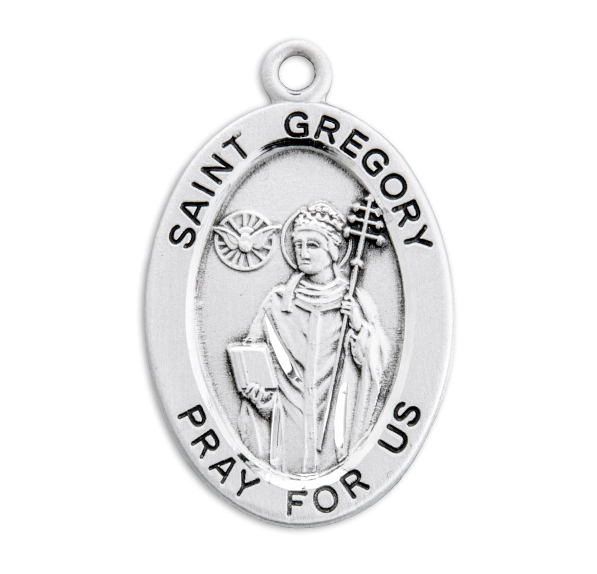 Patron Saint Gregory Oval Sterling Silver Medal