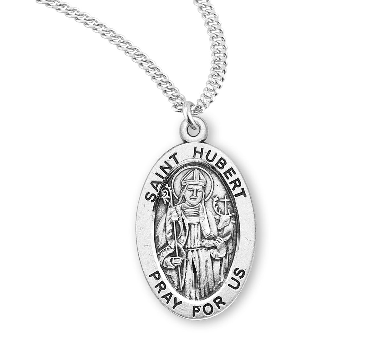 Patron Saint Hubert Oval Sterling Silver Medal