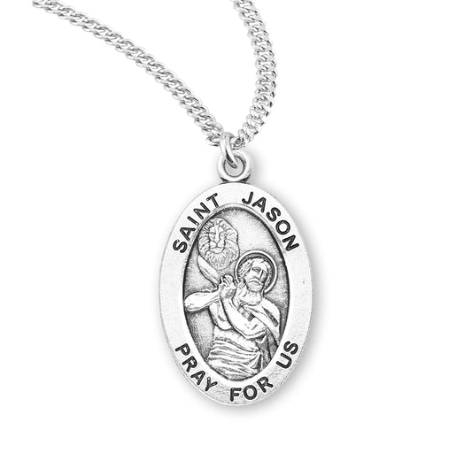 Saint Jason Oval Sterling Silver Medal