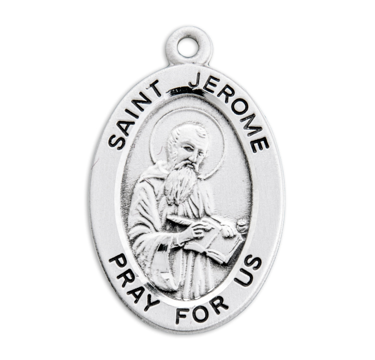 Patron Saint Jerome Oval Sterling Silver Medal