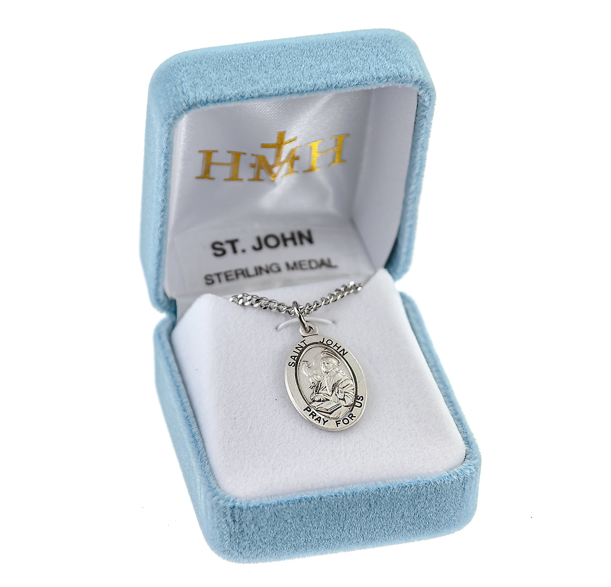 Patron Saint John the Evangelist Oval Sterling Silver Medal